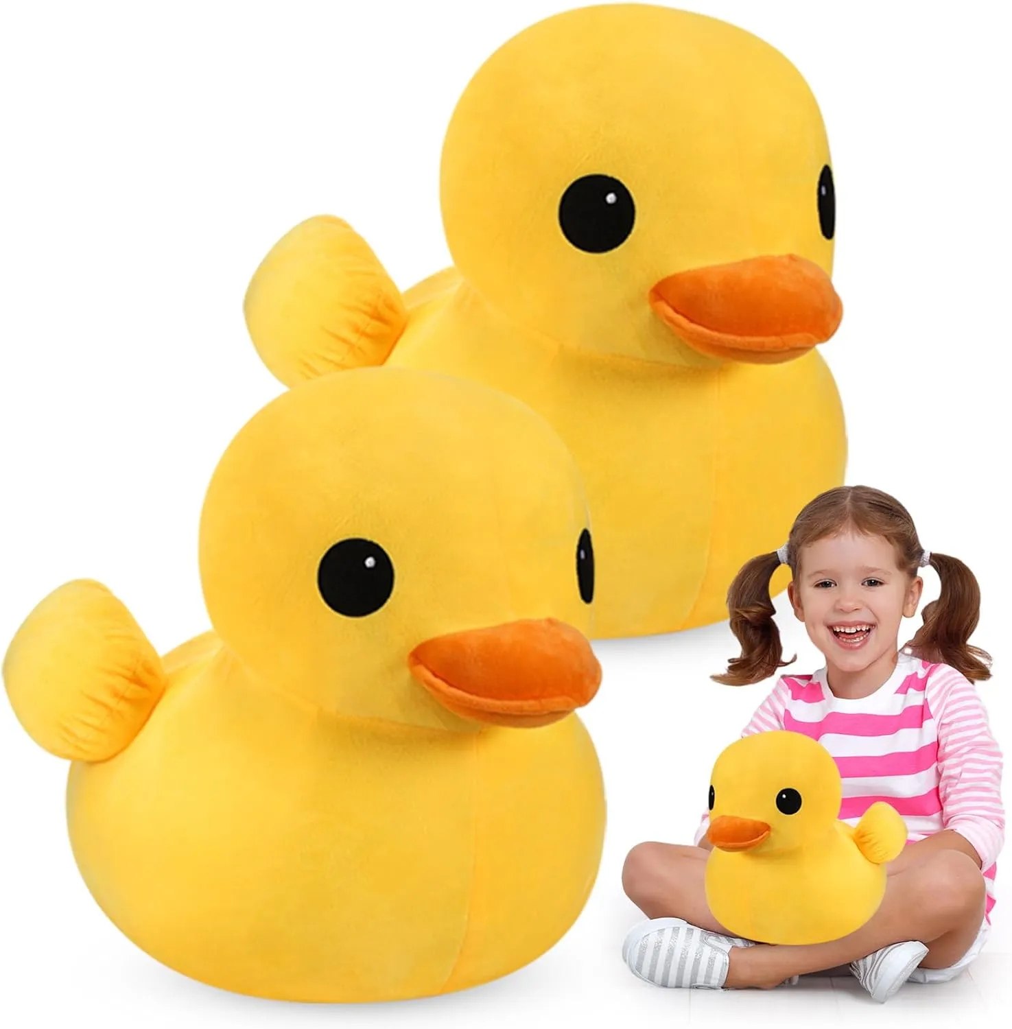 Leyndo 2 Pcs Giant Plush Yellow Duck Soft Stuffed Animal Toy Duck Stuffed Plush Pillow Huggable Animal Dolls Play Set Toy for Boys Girls Birthday Gift Party Sofa Decoration(11.8 Inch)
