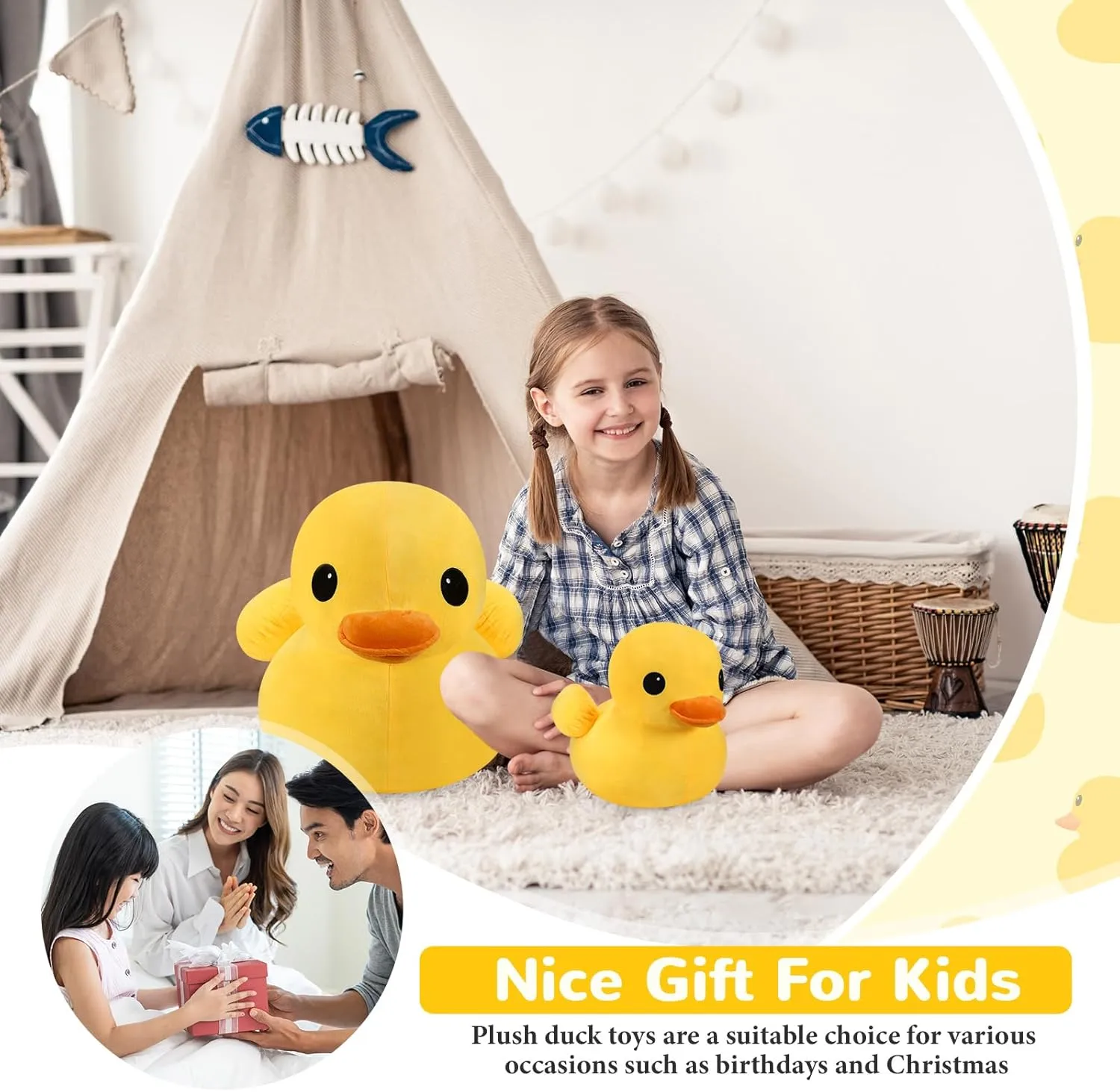 Leyndo 2 Pcs Giant Plush Yellow Duck Soft Stuffed Animal Toy Duck Stuffed Plush Pillow Huggable Animal Dolls Play Set Toy for Boys Girls Birthday Gift Party Sofa Decoration(11.8 Inch)