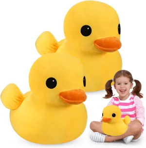 Leyndo 2 Pcs Giant Plush Yellow Duck Soft Stuffed Animal Toy Duck Stuffed Plush Pillow Huggable Animal Dolls Play Set Toy for Boys Girls Birthday Gift Party Sofa Decoration(11.8 Inch)
