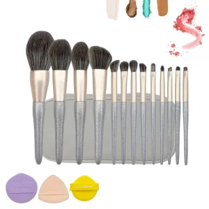 LIAN PU Makeup Brushes | 13 PCS eye makeup brushes set professional with 3 Powder Puff & Travel Bag,Portable Eyeshadow Set Makeup Brushes & Tools