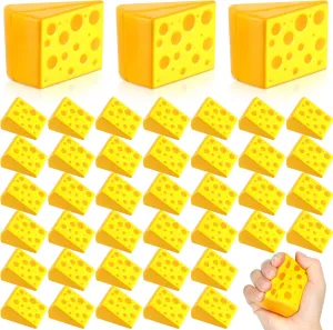 Libima 100 Pcs Cheese Stress Toys Bulk Fake Cheese Party Favors Foam Squeeze Stretchy Food Stress Ball Miniature Block for Kids Adults Anxiety Relief Fidget Toys Dollhouse Kitchen DIY Decor