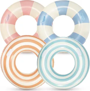 Libima 4 Pcs Inflatable Pool Floats, Pool Floaties Swim Rings Pool Tubes Donut Fruit Hawaiian Tire Inner Tubes Floaties for Adults Hawaiian Beach Party Decorations