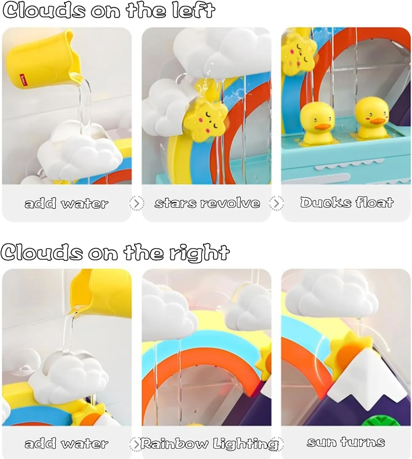Light Up Rainbow Baby Bath Toys,Bathtub Toy with Slide Building Track for Kids Babies ,DIY Kit Swimming Toys Infant Toddler Newborn Boys Girls Birthday Baby Gifts (Rainbow)
