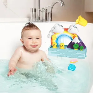 Light Up Rainbow Baby Bath Toys,Bathtub Toy with Slide Building Track for Kids Babies ,DIY Kit Swimming Toys Infant Toddler Newborn Boys Girls Birthday Baby Gifts (Rainbow)