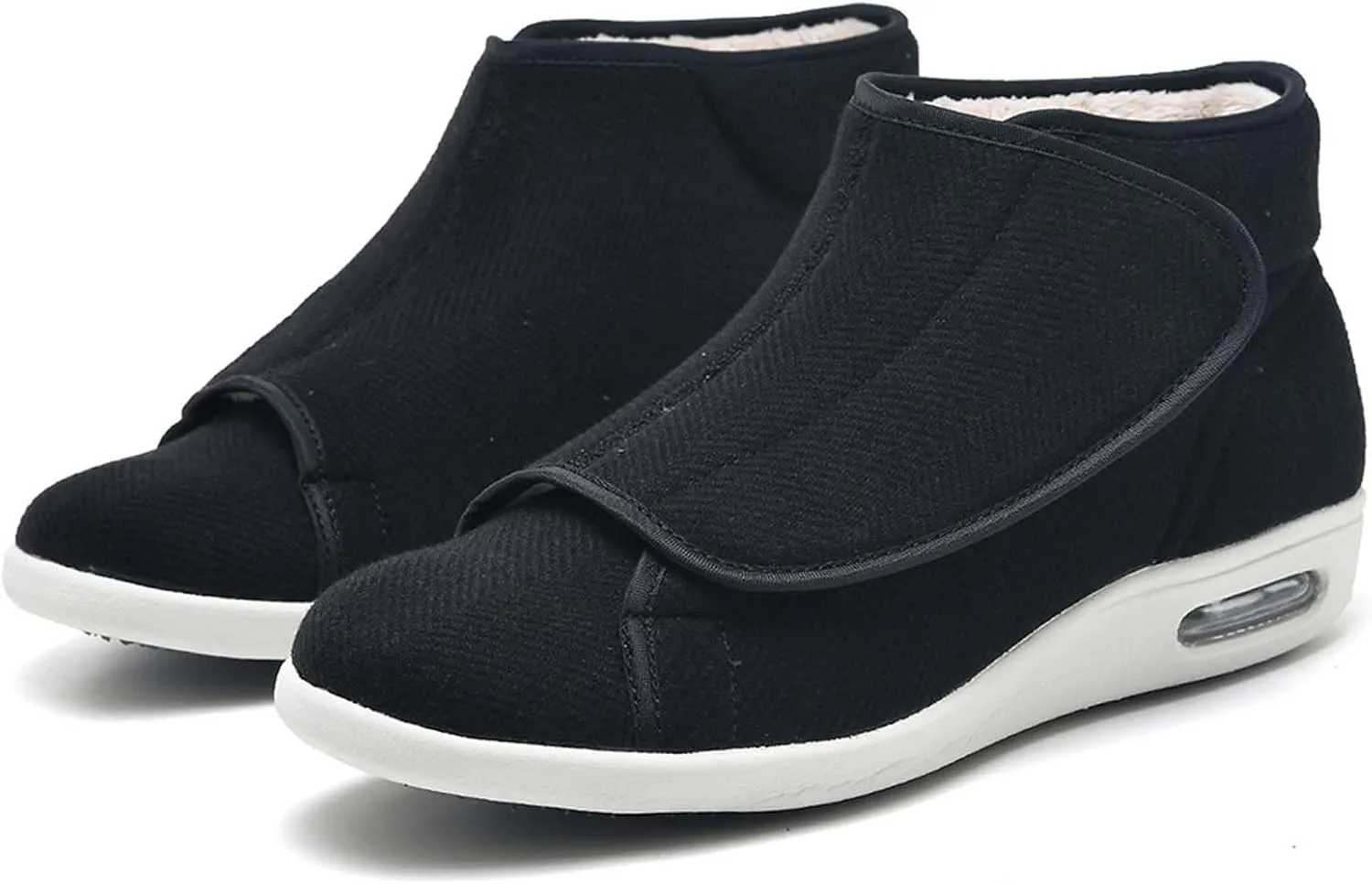 Lightweight Walking Sneakers,Adjustable Warm Plush Wide Width Shoes Winter Orthopedic Shoes Indoor Outdoor for Seniors Swollen Feet
