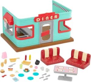 Li’l Woodzeez – Li'l Nibbles Drive Thru Diner – 37Pcs Dollhouse Playset with Furnitures & Accessories – Pretend Play Toy for Kids Age 3 