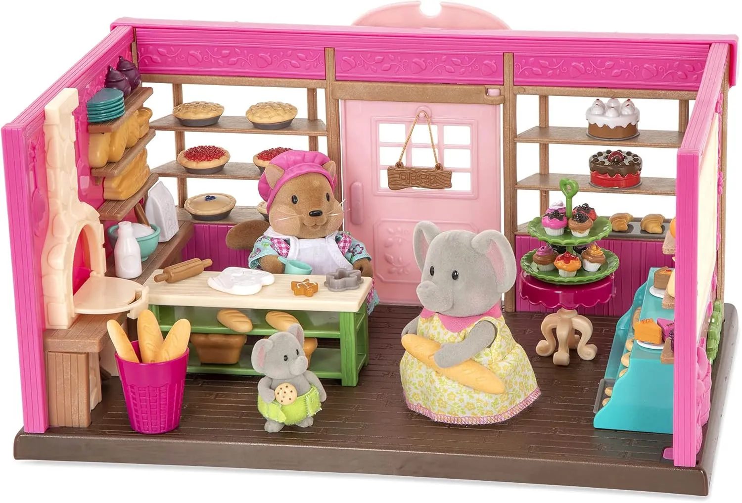 Li’l Woodzeez – Tickle-Your-Taste-Buds Bakery – Dollhouse Playset with Furnitures & Accessories – Pretend Play Toy for Kids Age 3 