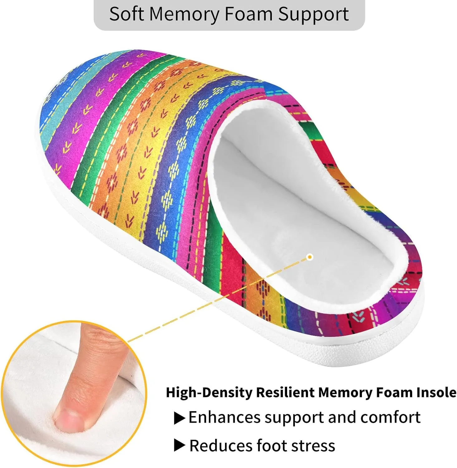 linqin Allover Geometrical Border Paisley Pattern Womens Mens Cozy Fuzzy Slippers, Soft Warm Lightweight Memory Foam Anti-Slip House Indoor Outdoor Slippers