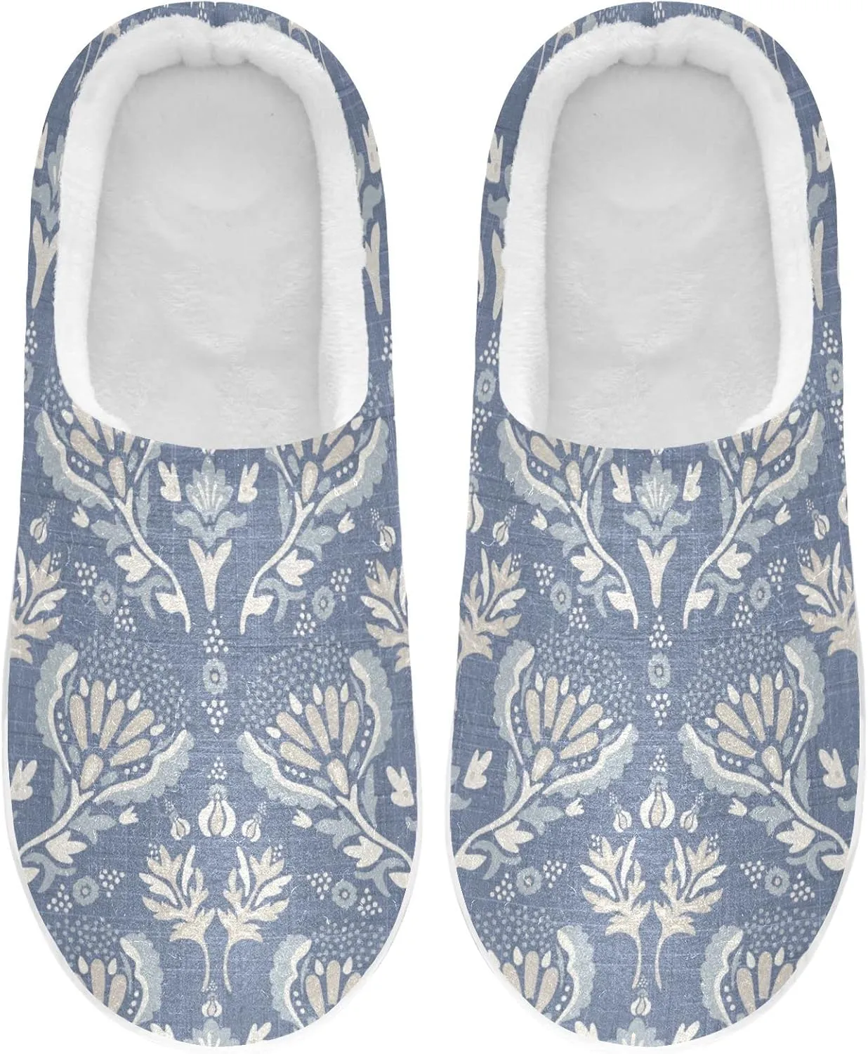linqin Allover Geometrical Border Paisley Pattern Womens Mens Cozy Fuzzy Slippers, Soft Warm Lightweight Memory Foam Anti-Slip House Indoor Outdoor Slippers