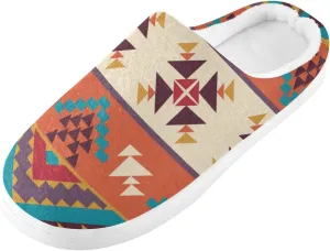 linqin Allover Geometrical Border Paisley Pattern Womens Mens Cozy Fuzzy Slippers, Soft Warm Lightweight Memory Foam Anti-Slip House Indoor Outdoor Slippers