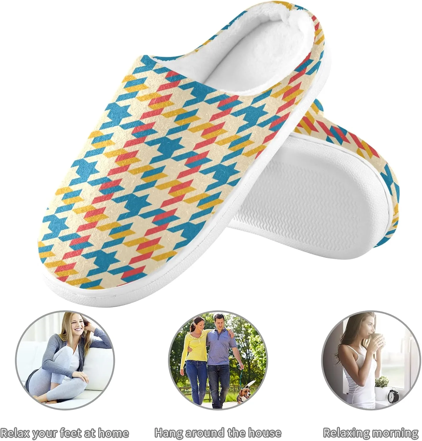linqin Amanita Mushroom Seamless Pattern Design Womens Mens Cozy Fuzzy Slippers, Soft Warm Lightweight Memory Foam Anti-Slip House Indoor Outdoor Slippers
