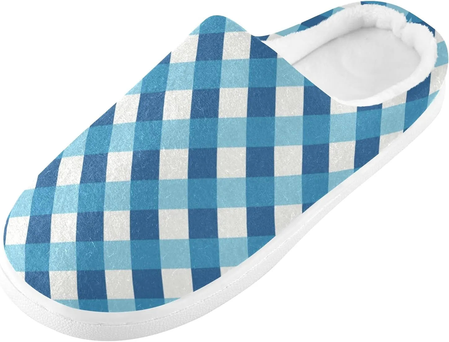 linqin Buffalo Plaid Red Black Womens Mens Cozy Fuzzy Slippers, Soft Warm Lightweight Memory Foam Anti-Slip House Indoor Outdoor Slippers