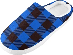 linqin Buffalo Plaid Red Black Womens Mens Cozy Fuzzy Slippers, Soft Warm Lightweight Memory Foam Anti-Slip House Indoor Outdoor Slippers