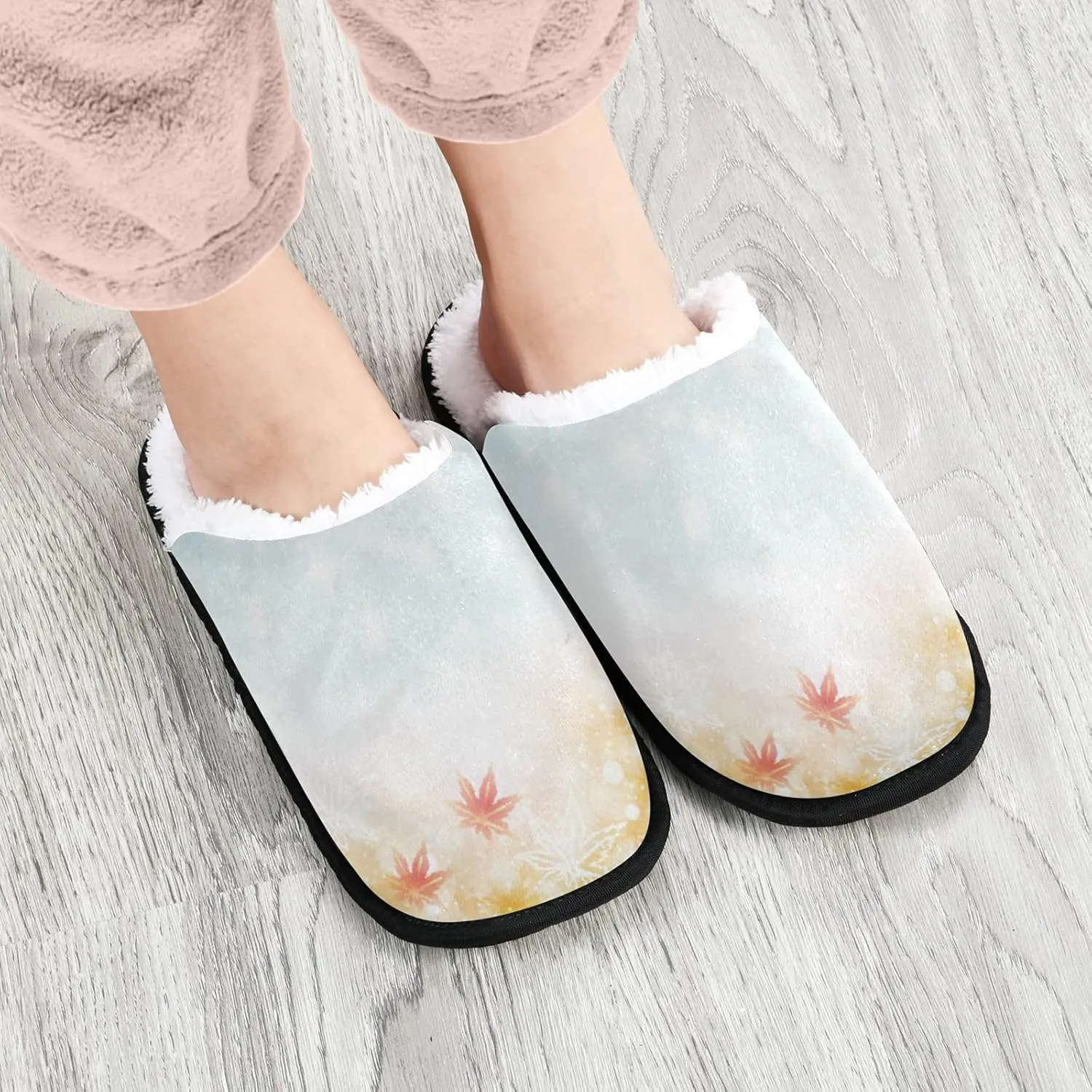 linqin Cute Bee With Beehive Flower Womens Mens Fuzzy Slippers for Home Bedroom Travel, Soft Warm Comfy Anti-skid House Slippers for Indoor Outdoor