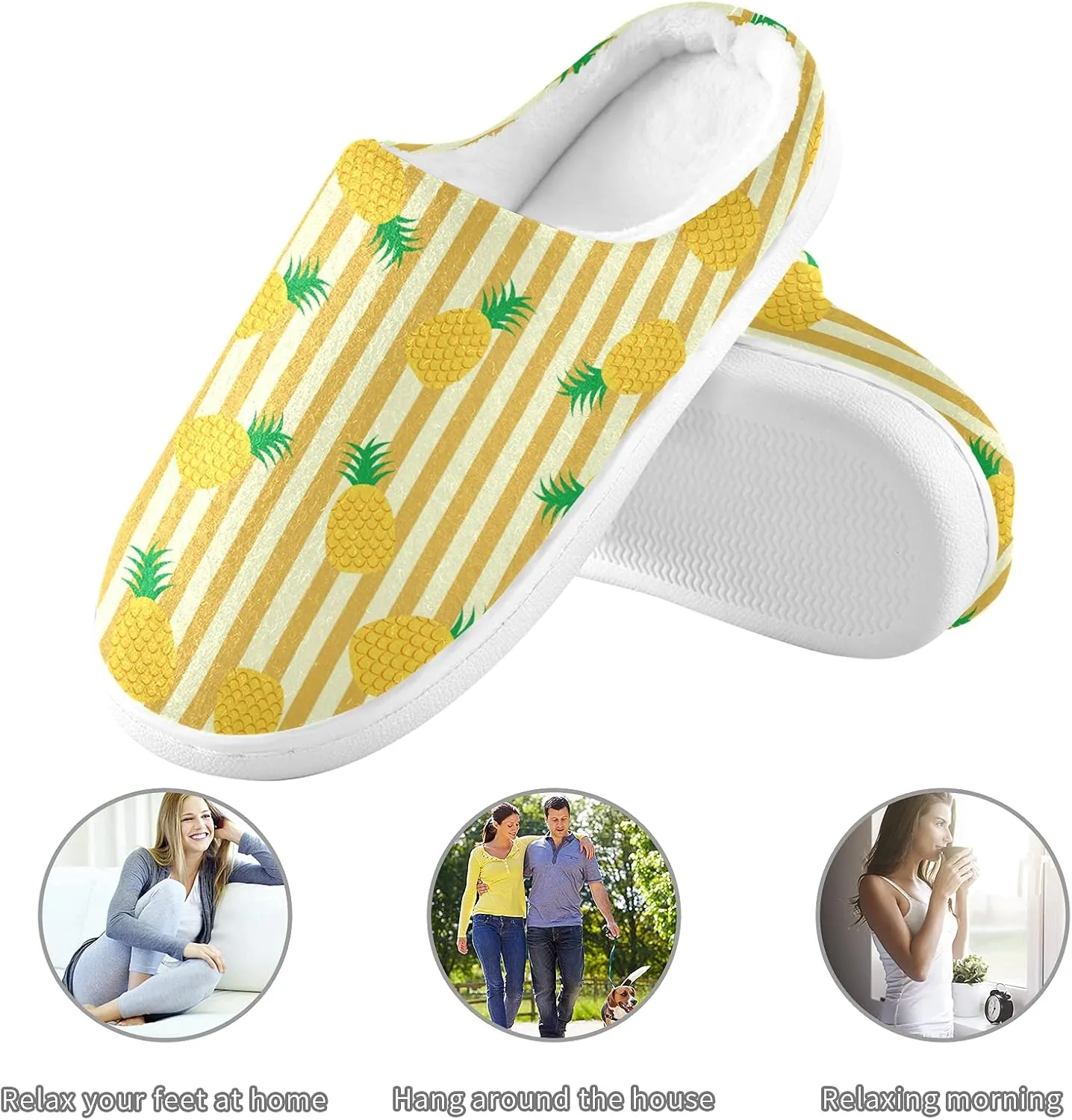 linqin Fruit Apples Womens Mens Cozy Fuzzy Slippers, Soft Warm Lightweight Memory Foam Anti-Slip House Indoor Outdoor Slippers