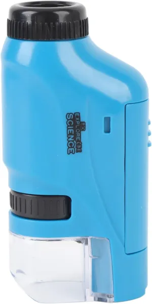 Little Scientist Microscope, Handheld Pocket Miniscope Kits with 12 Specimens, Little Marvin Microscope, Portable Mini Microscope for Educational Science (Blue)