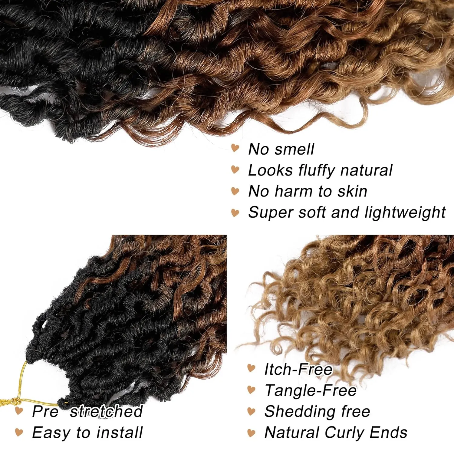 LIYATE Goddess Locs Crochet Hair 10 Inch 6 Packs Faux Locs Crochet Hair for Black Women Pre Looped Soft River Locs Crochet Braids with Curly Hair Boho Hippie Locs Hair Extensions(T1B/30/27)