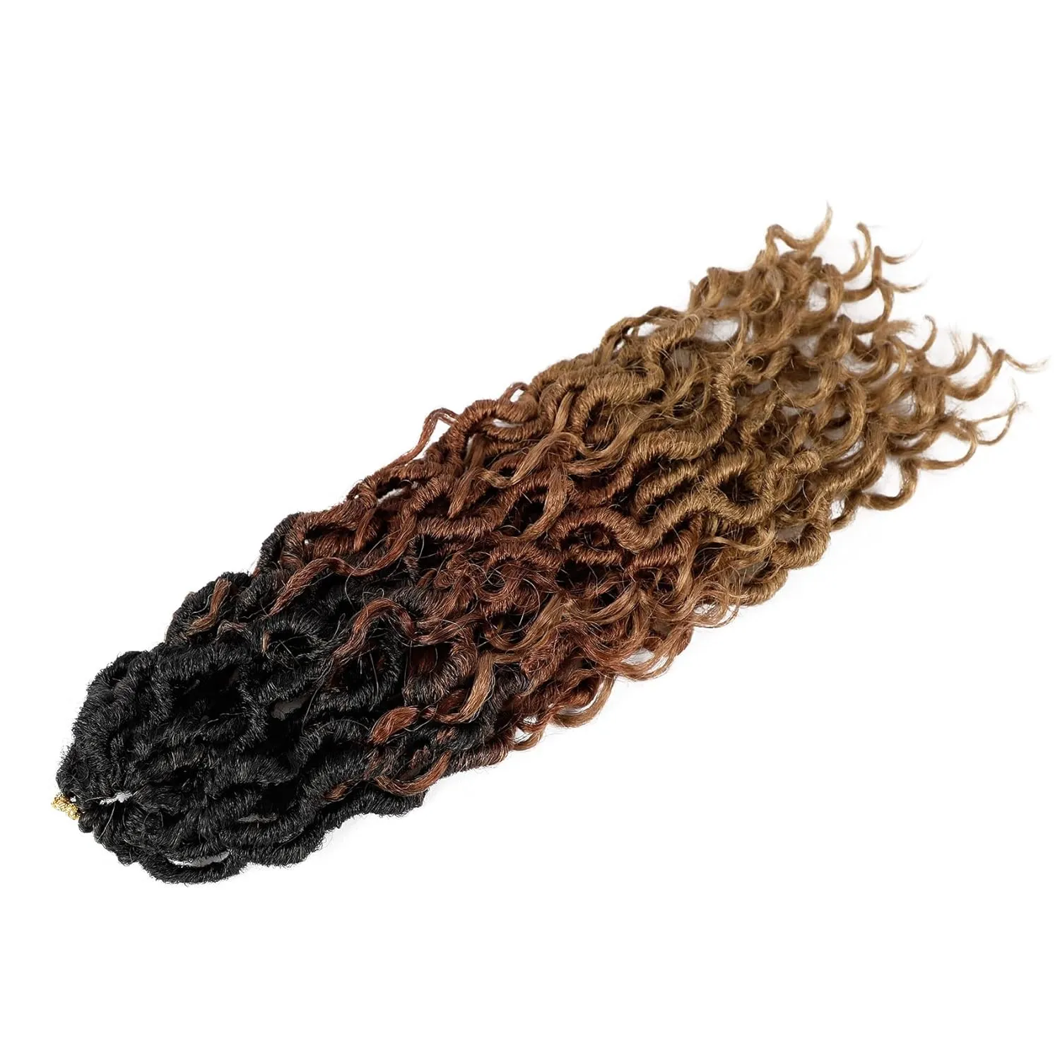 LIYATE Goddess Locs Crochet Hair 10 Inch 6 Packs Faux Locs Crochet Hair for Black Women Pre Looped Soft River Locs Crochet Braids with Curly Hair Boho Hippie Locs Hair Extensions(T1B/30/27)