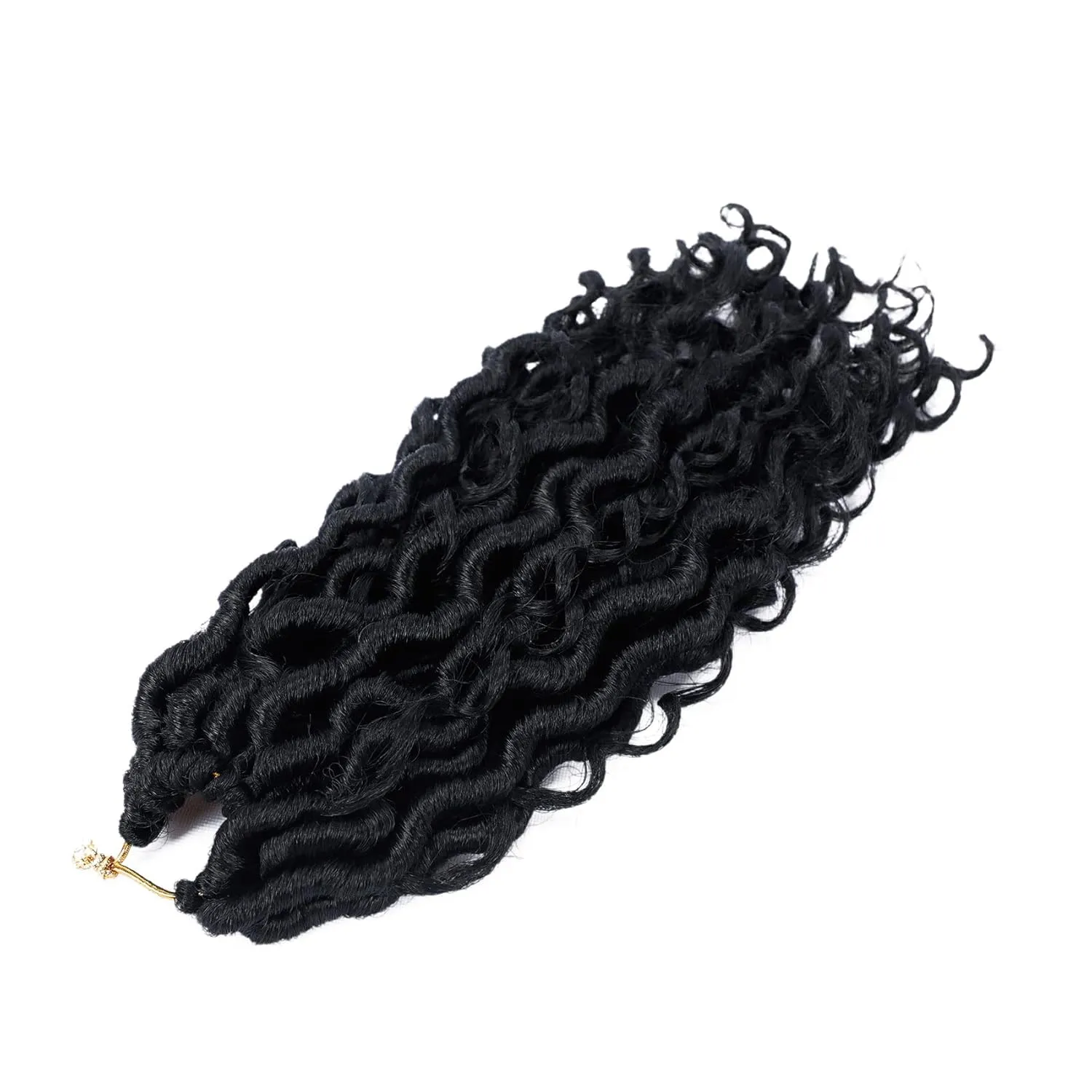 LIYATE Goddess Locs Crochet Hair 10 Inch 6 Packs Faux Locs Crochet Hair for Kids Pre Looped Soft River Locs Crochet Braids with Curly Hair Boho Hippie Locs Synthetic Hair Extensions(Black 1B)
