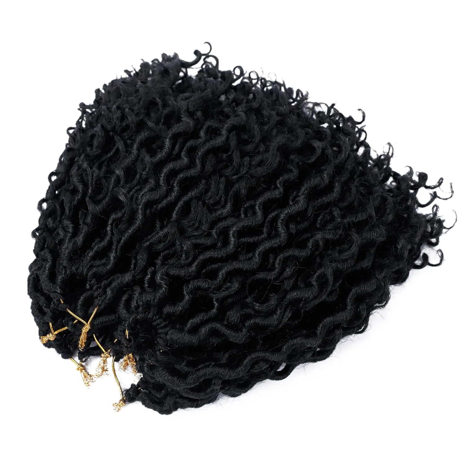 LIYATE Goddess Locs Crochet Hair 10 Inch 6 Packs Faux Locs Crochet Hair for Kids Pre Looped Soft River Locs Crochet Braids with Curly Hair Boho Hippie Locs Synthetic Hair Extensions(Black 1B)