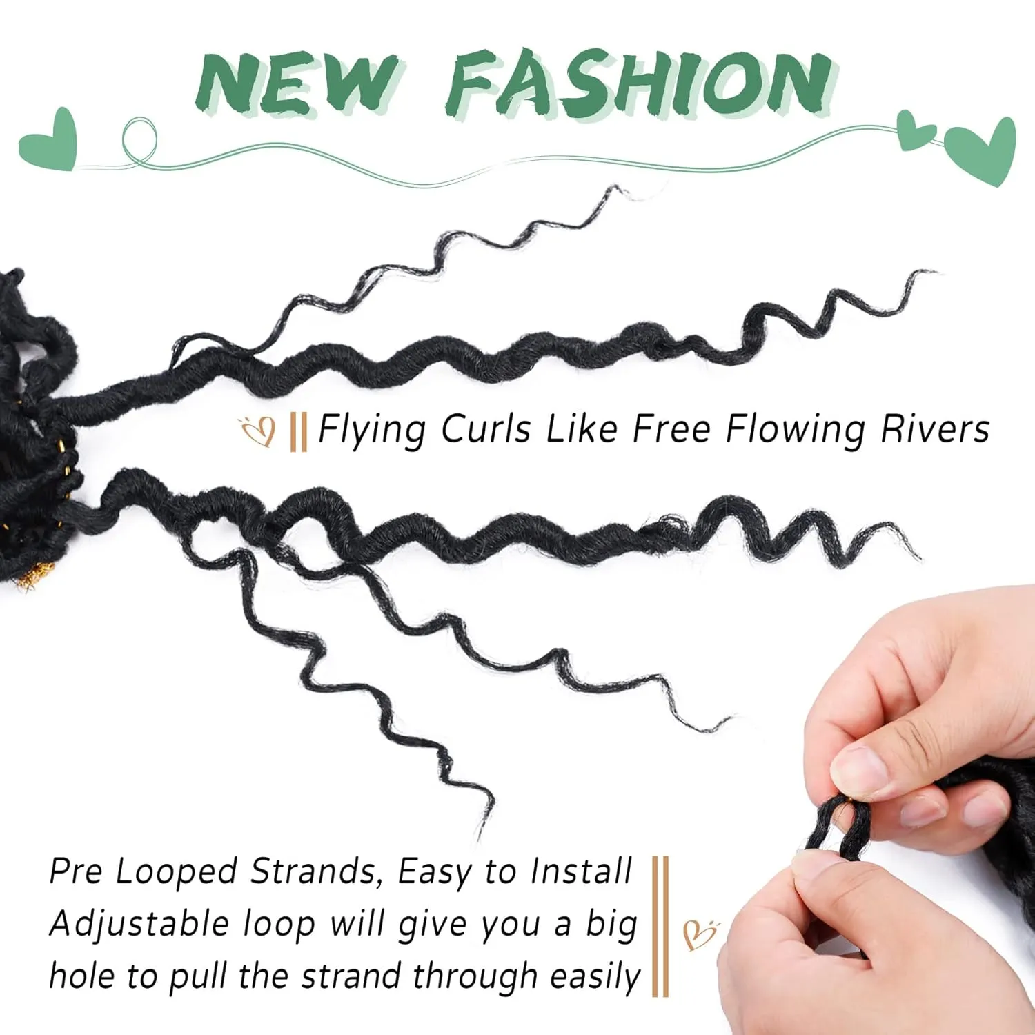 LIYATE Goddess Locs Crochet Hair 10 Inch 6 Packs Faux Locs Crochet Hair for Kids Pre Looped Soft River Locs Crochet Braids with Curly Hair Boho Hippie Locs Synthetic Hair Extensions(Black 1B)