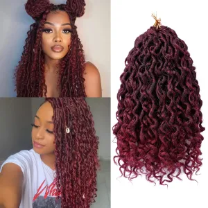 LIYATE Goddess Locs Crochet Hair 10 Inch 6 Packs Faux Locs Crochet Hair for Kids Pre Looped Soft River Locs Crochet Braids with Curly Hair Boho Hippie Locs Synthetic Hair Extensions(T1B/Bug)