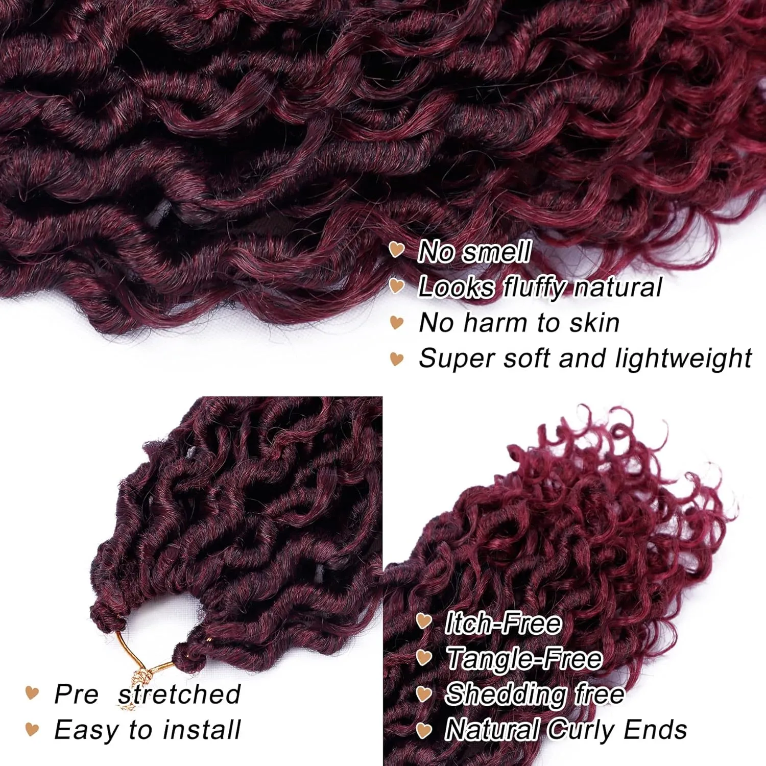 LIYATE Goddess Locs Crochet Hair 10 Inch 6 Packs Faux Locs Crochet Hair for Kids Pre Looped Soft River Locs Crochet Braids with Curly Hair Boho Hippie Locs Synthetic Hair Extensions(T1B/Bug)