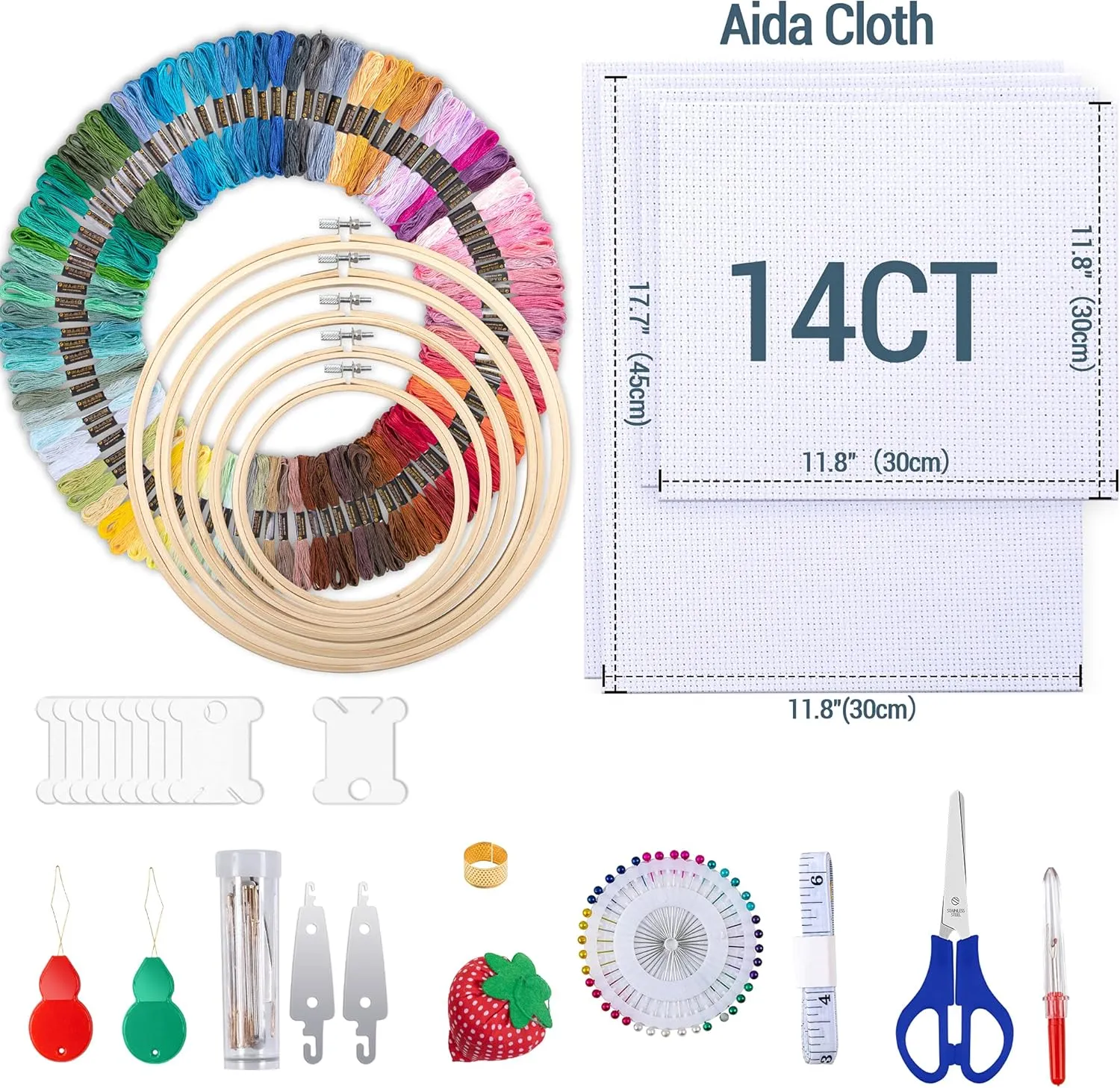 LoDrid Embroidery Kit, Embroidery Project Bag with Embroidery Kit, Portable Craft Carry Case with Starter Kit, Embroidery Supplies Storage Bag and Cross Stitch Kits for Beginners, Adults, Black