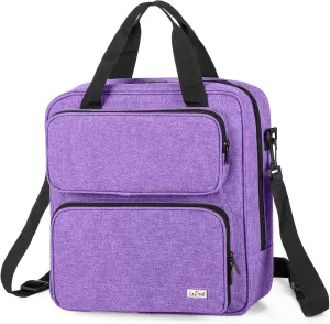 LoDrid Embroidery Storage Bag, Embroidery Project Carry Case, Portable Bag for Embroidery Kit, Craft Supplies & Cross Stitch Kits Tools, with Handles and Shoulder Strap, Purple, Bag Only