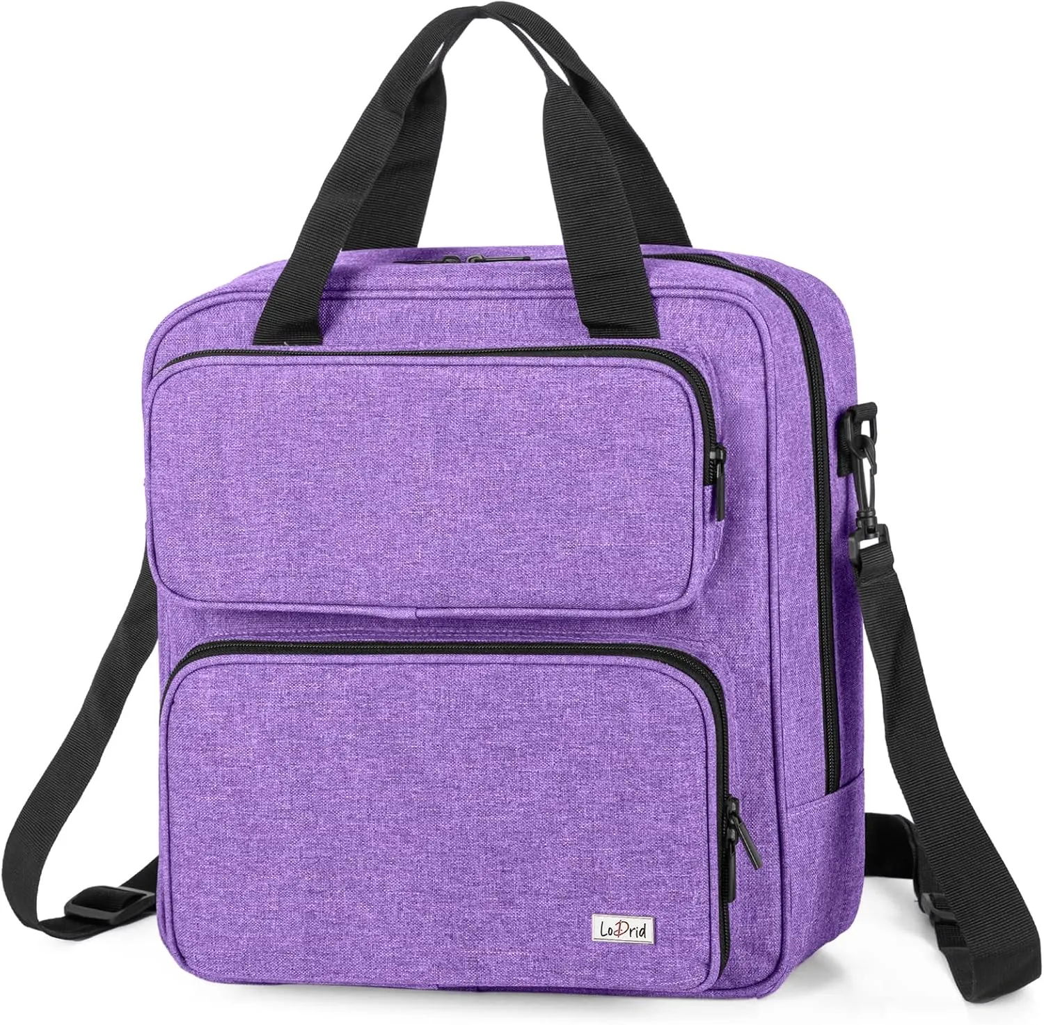 LoDrid Embroidery Storage Bag, Embroidery Project Carry Case, Portable Bag for Embroidery Kit, Craft Supplies & Cross Stitch Kits Tools, with Handles and Shoulder Strap, Purple, Bag Only