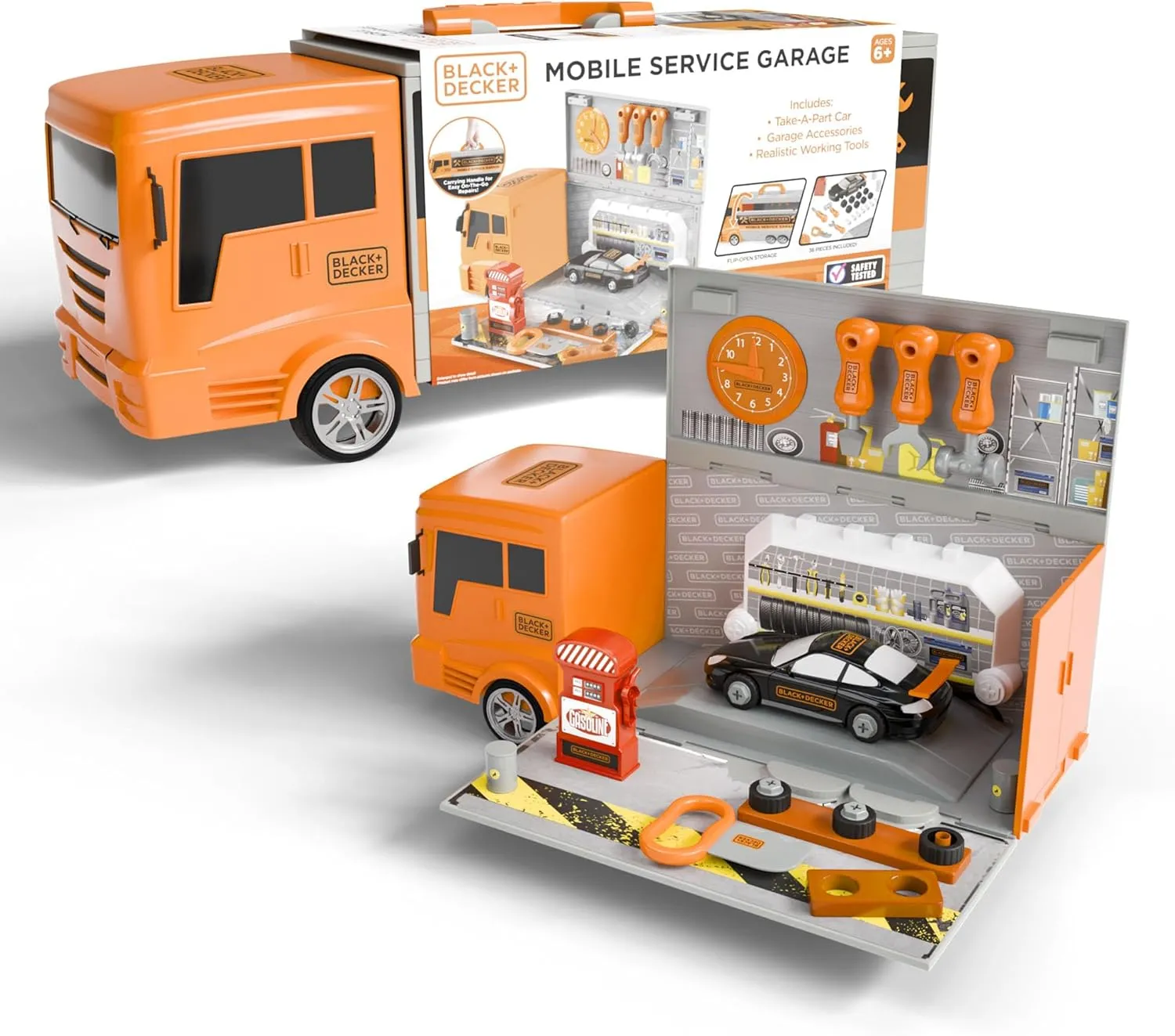 Lollipop Mobile Service Garage Truck Toy with Flip-Open Storage - Take-A-Part Car, Realistic Tools, Garage Accessories Included - Great Toy for 6  Years