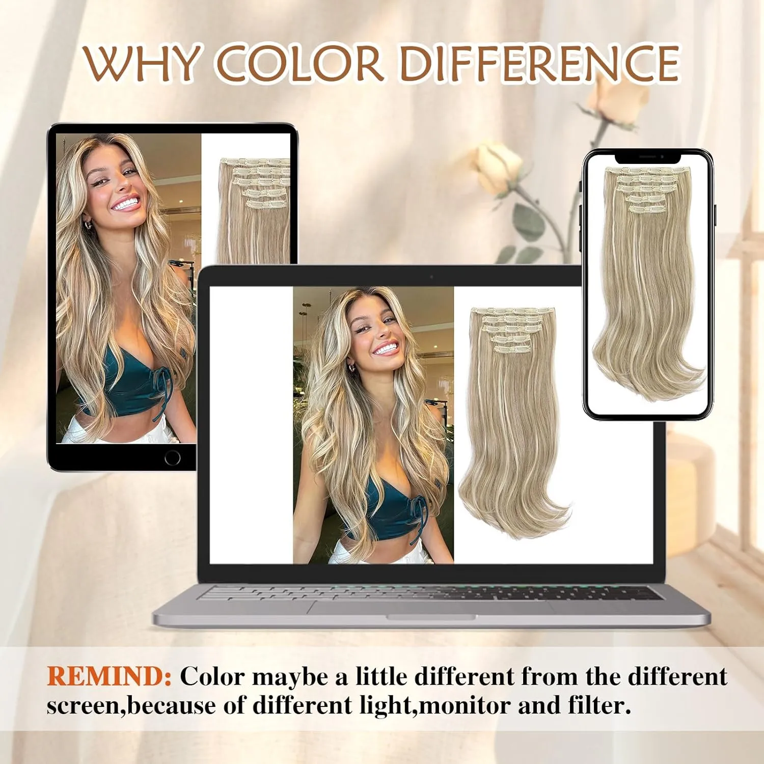 Lommel Clip-in Hair Extensions, 5PCS Bleach Blonde 20 Inch Synthetic Thick Long Straight Layered Hair Extensions - Invisible Lace Weft