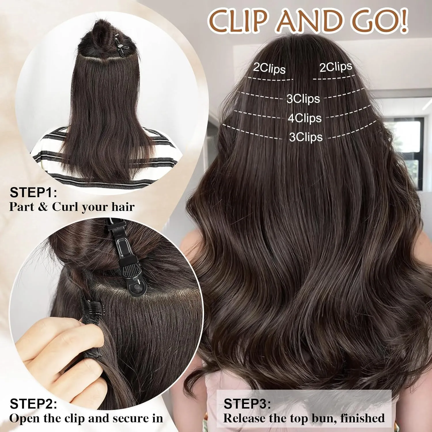 Lommel Clip-in Hair Extensions, 5PCS Bleach Blonde 20 Inch Synthetic Thick Long Straight Layered Hair Extensions - Invisible Lace Weft