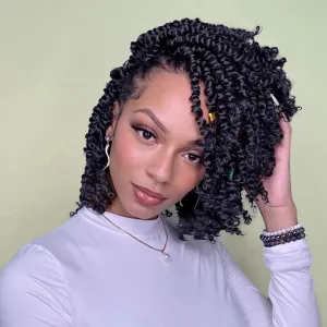 LOSMOEER 8 Packs Passion Twist Crochet Hair 8 Inch Natural Black Pre-twisted Crochet Passion Twist Hair Pre-looped Crochet Braids Hair for Women Passion Twists Braiding Hair Synthetic Hair Extensions