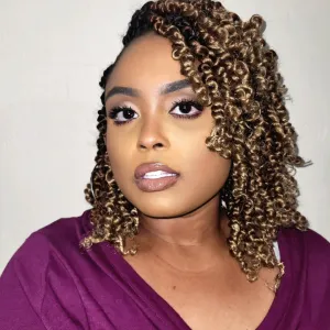 LOSMOEER 8 Packs Passion Twist Crochet Hair 8 Inch Pre-twisted Crochet Passion Twist Hair Pre-looped Crochet Braids Hair for Women Passion Twists Braiding Hair Synthetic Hair Extensions (T1B/30/27#)