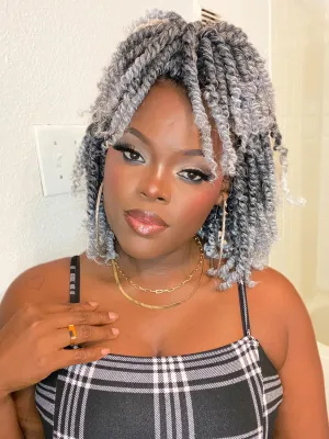 LOSMOEER 8 Packs Passion Twist Hair 10 Inch Ombre Gray Pre-twisted Passion Twist Crochet Hair Grey Pre-looped Crochet Braids for Women Passion Twists Braiding Hair Synthetic Hair Extensions