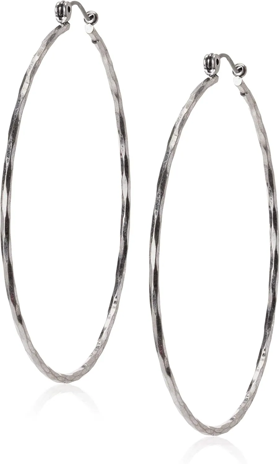 Lucky Brand Silver Hammered Hoop Earrings, One Size