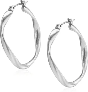 Lucky Brand Twist Hoop Earrings, Silver, One Size