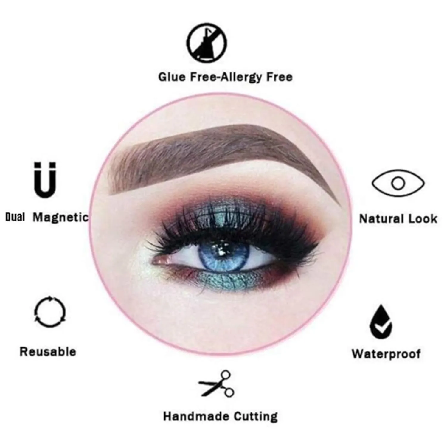 Lumentes Magnetic Eyelashes, 2 Style Reusable Magnetic Eye Lashes Natural Look No Glue or Liner Need with Applicator (Magnetic Eyelashes #03)