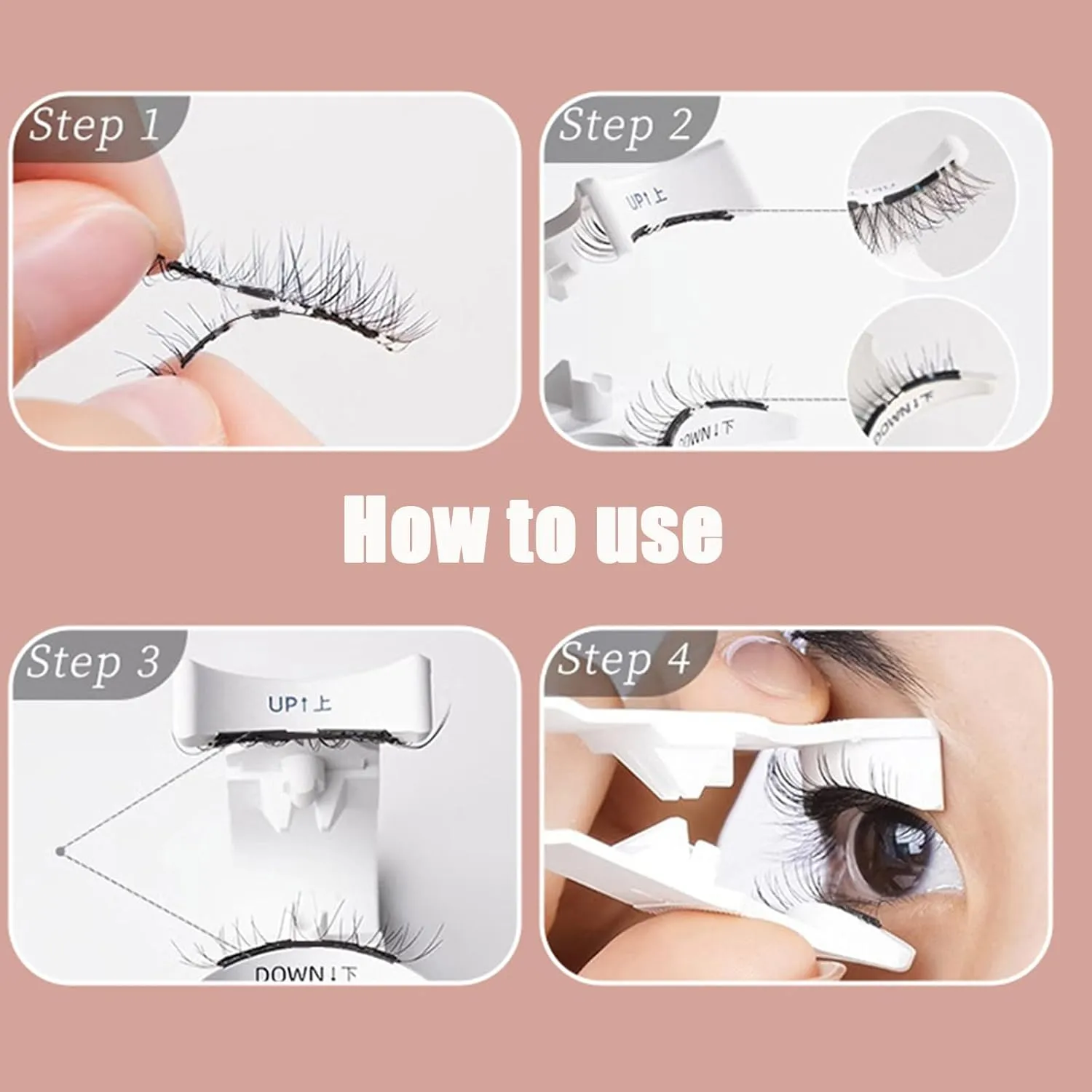 Lumentes Magnetic Eyelashes, 2 Style Reusable Magnetic Eye Lashes Natural Look No Glue or Liner Need with Applicator (Magnetic Eyelashes #03)
