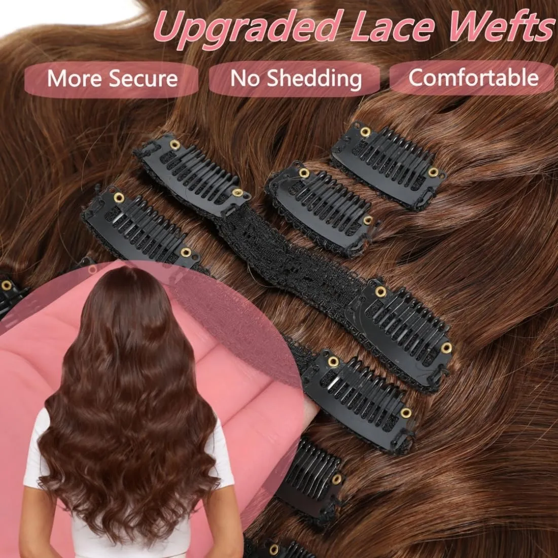 LUMIERE Human Hair Clip In Extensions 120g Medium Brown Body Wave Clip In Extensions Human Hair For Black Women Seamless Clip Ins 8 Pcs 20 Clips Double Wefts #4 22 Inch