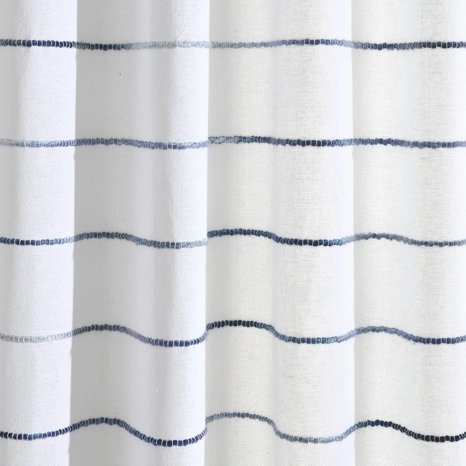 Lush Decor Ombre Stripe Yarn Dyed Cotton Window Curtain Panel Set - Colorful Tufted Yarn Stripe Detail - 2 Window Panels - 40" W x 95" L, Navy