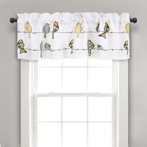 Lush Decor Rowley Birds Light Filtering Valance, Single Panel, 52" W x 18" L, Yellow & Gray - Colorful Floral Bird Pattern - Whimsical & Playful Bird Curtain - Farmhouse, Coastal, & Boho Window Decor