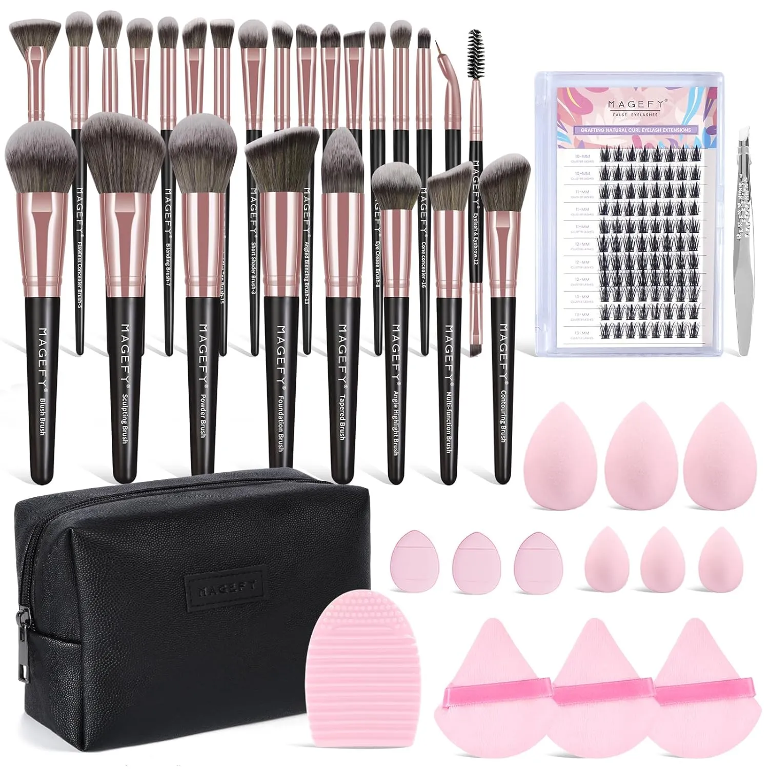 MAGEFY Makeup Brush Set 40 Pcs Makeup Tool Set Premium Synthetic Foundation Powder Concealers Eye shadows Blush Makeup Brushes(Black)