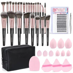 MAGEFY Makeup Brush Set 40 Pcs Makeup Tool Set Premium Synthetic Foundation Powder Concealers Eye shadows Blush Makeup Brushes(Black)