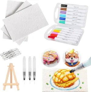 Magic Puffy Paint, Magic Foam Texture Painting Kit, 3D Drawing Magics Canvas Sponge, Foam Texture Blank Painting Paper, DIY Bubble Drawing Pens Art Supplies Kit