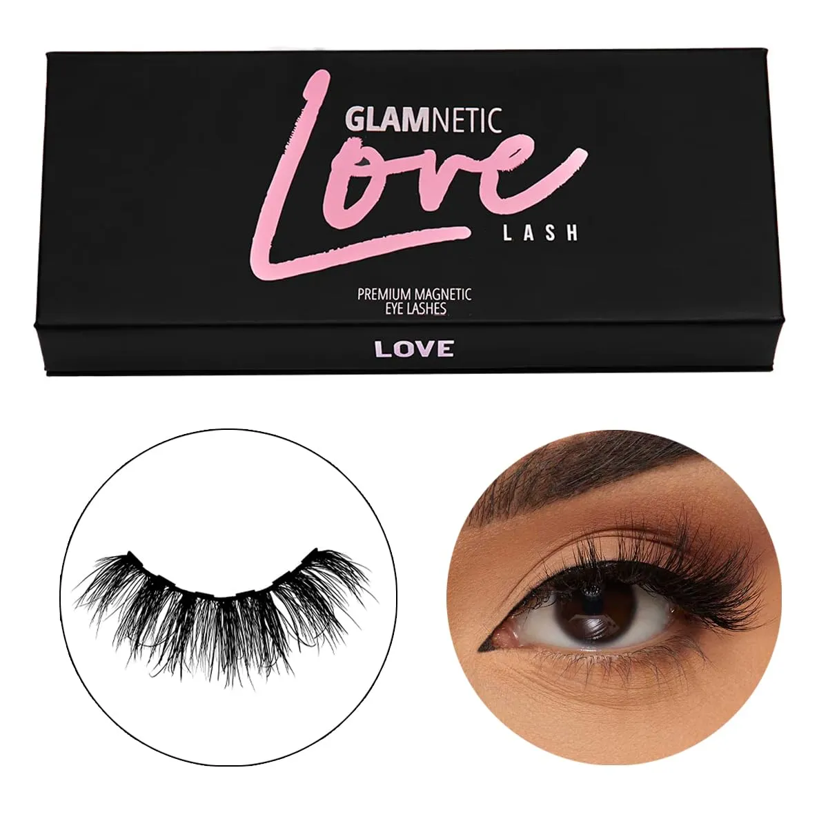 Magnetic Eyelashes – Love Lash | Artificial Magnetic Lashes, Made with Synthetic Faux Mink Fiber, Comfortable and Natural Lash Extention Look, Reusable Up To 60 Times, Long Wispy 13mm-15mm, 1 Pair