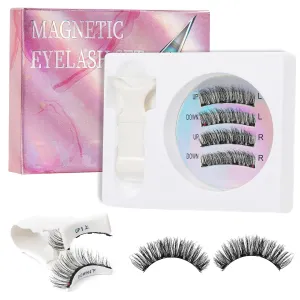 Magnetic Eyelashes With Applicator No Glue or Eyeliner Needed Pregnancy Safe Unidollss Magnet Eyelashes Natural Look Reusable Magnetic Lashes Clusters Kit Cat Eye Windproof & Waterproof 1 Pair (03)