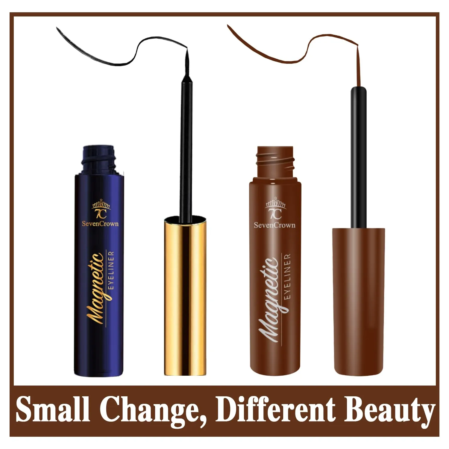 Magnetic Eyelashes with Eyeliner Kit 18-21MM Fluffy Dramatic Faux Mink Lashes 10 Pairs Long Luxury Volume Fake Eye Lashes Easy to Apply Cruelty-Free&Vegan （2 black 2brown)