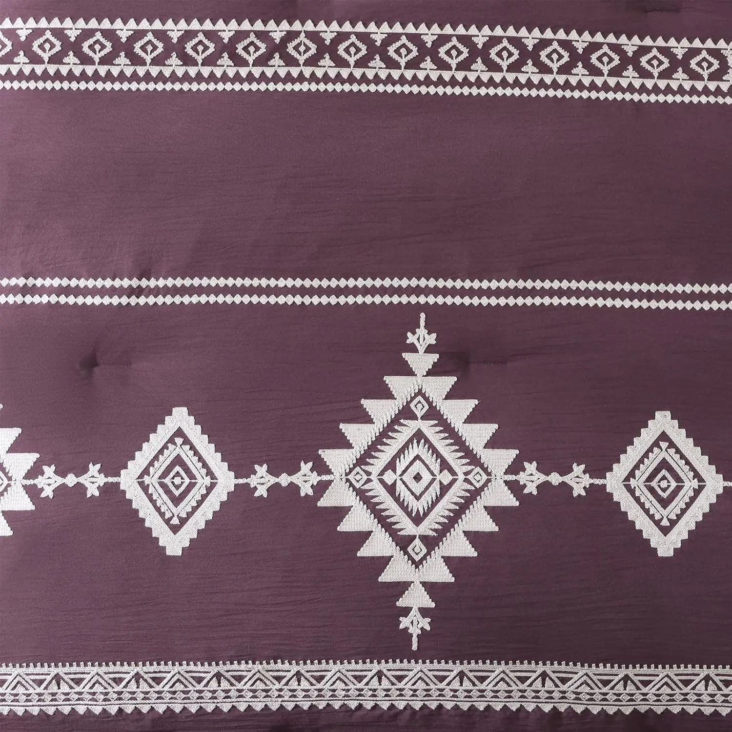 MAIREVE Embroidery Queen Size Comforter Set Purple, Boho Farmhouse Western Bedding Set 7 Pieces, All Season Bed in A Bag Comforter Set with Sheets, Pillowcases & Shams